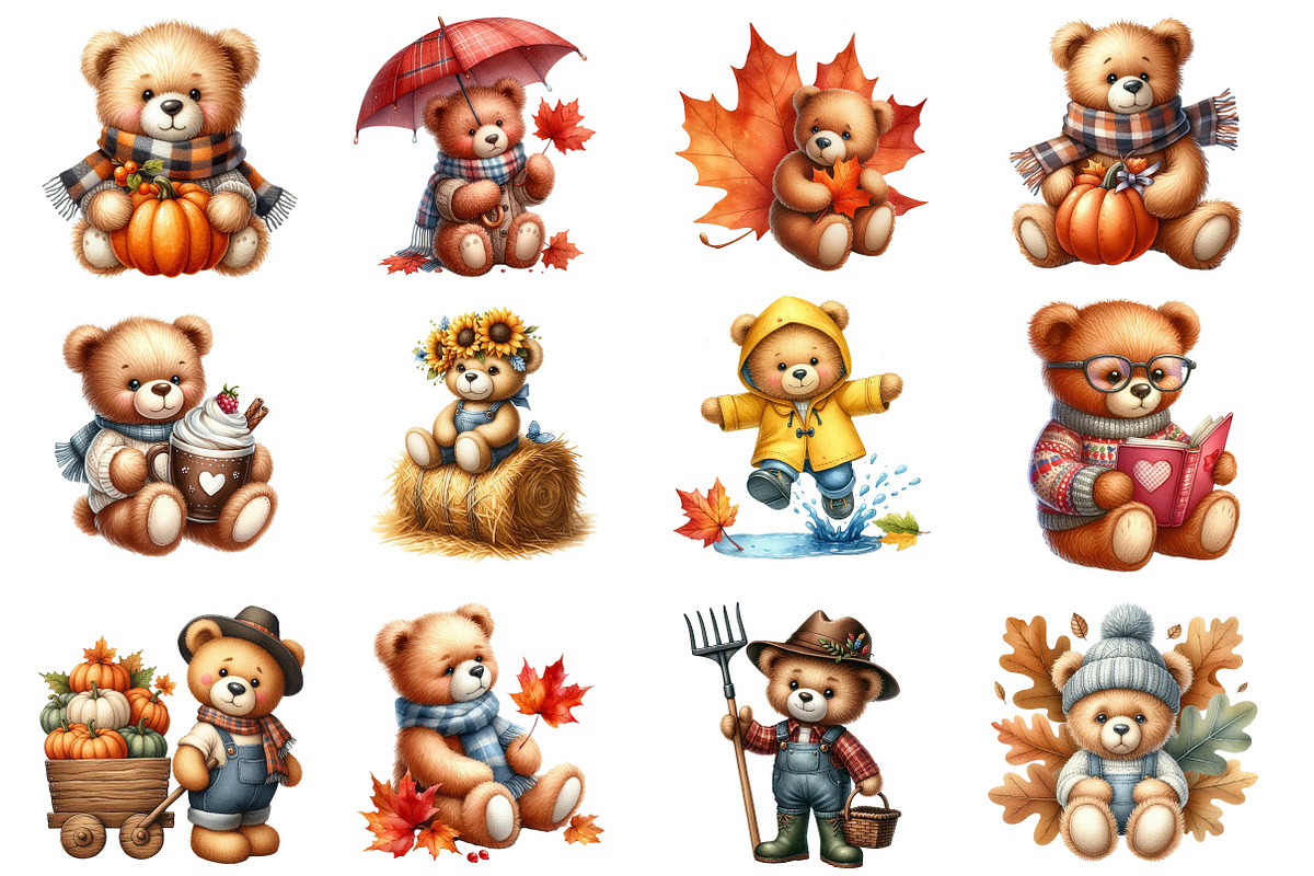 Autumn Teddy Bear Sublimation Png, an Illustration by SinaCreation (Photo 2 of 5)