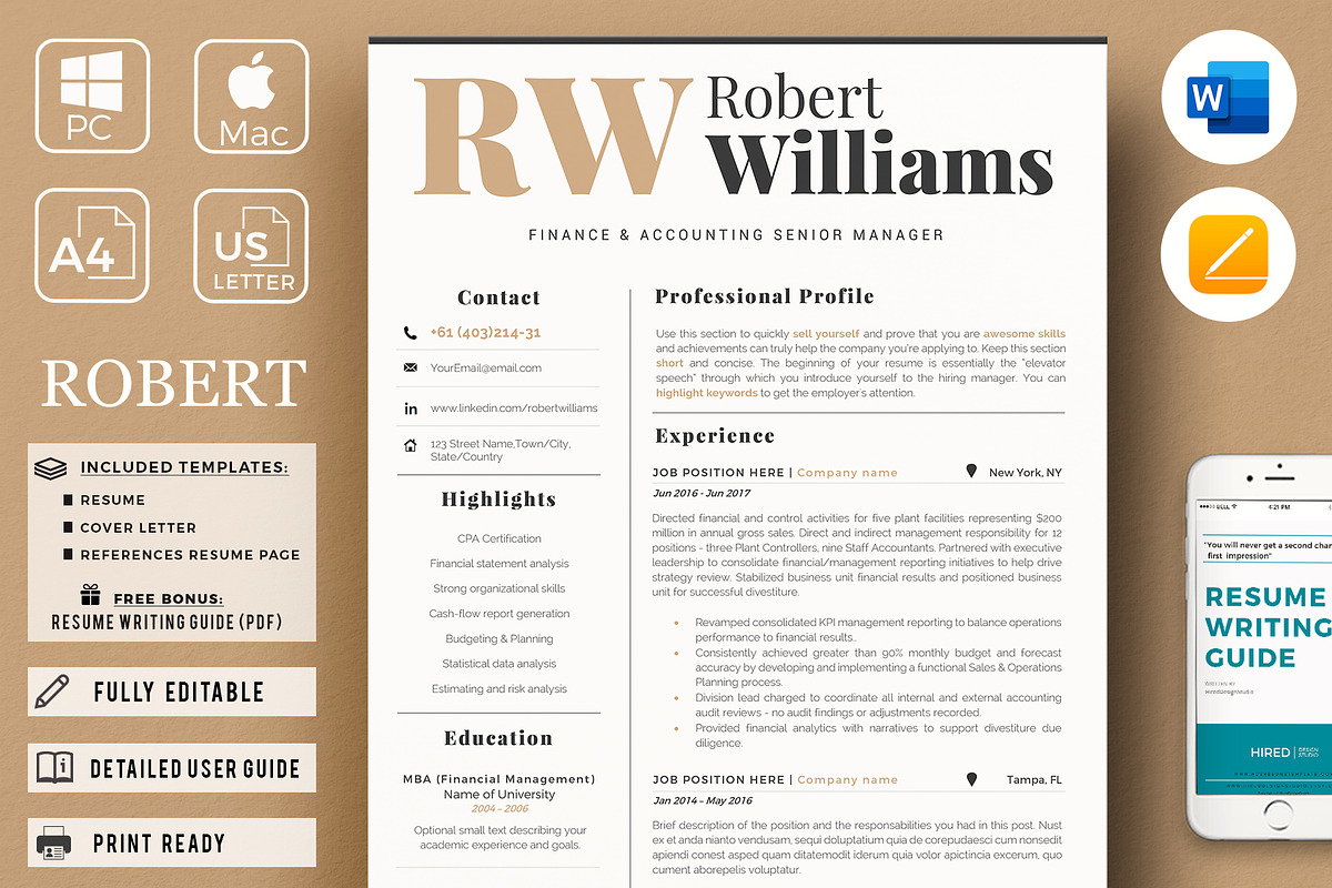 Accountant Sales Resume Cover Letter, a Resume Template by HIRED Design Studio (Photo 1 of 10)
