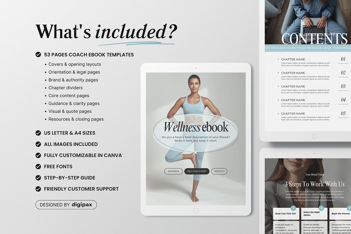 Wellness Coach Ebook Template Blue, a Magazine Template by DigiPax (Photo 2 of 11)