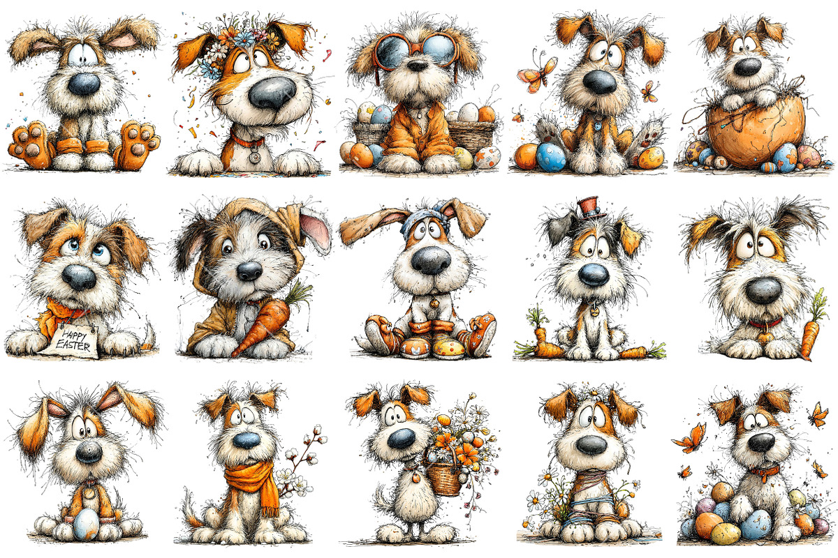 Quirky Easter Dog Clipart, an Illustration by OK Design (Photo 3 of 6)