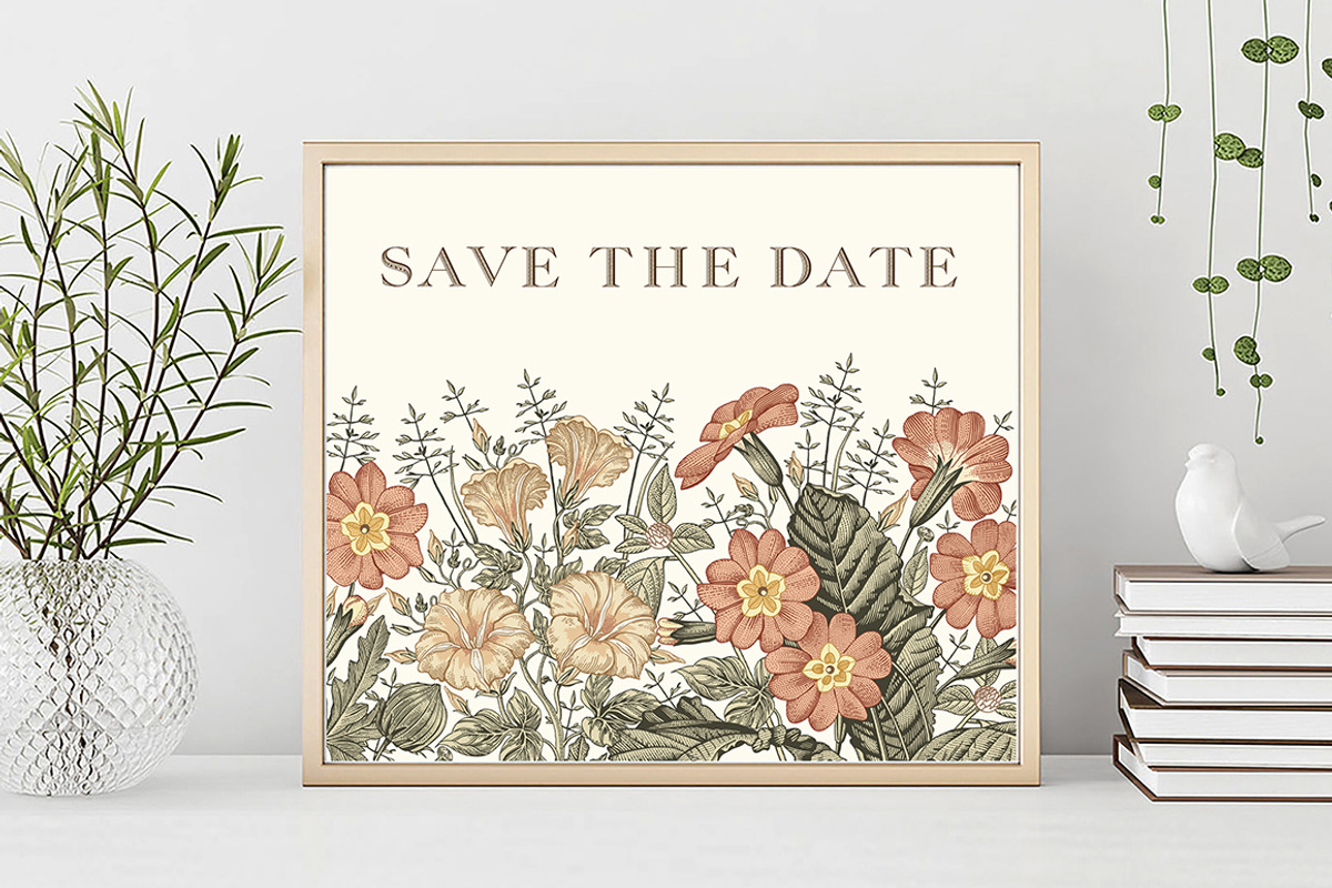 3 Wedding Cards + Seamless Pattern, an Object Graphic by Vintage (Photo 12 of 14)