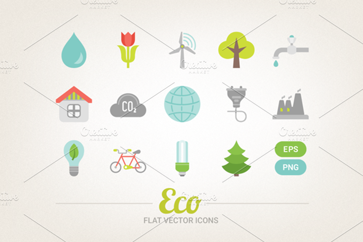 Flat ecological icons, an Icon by miumiu