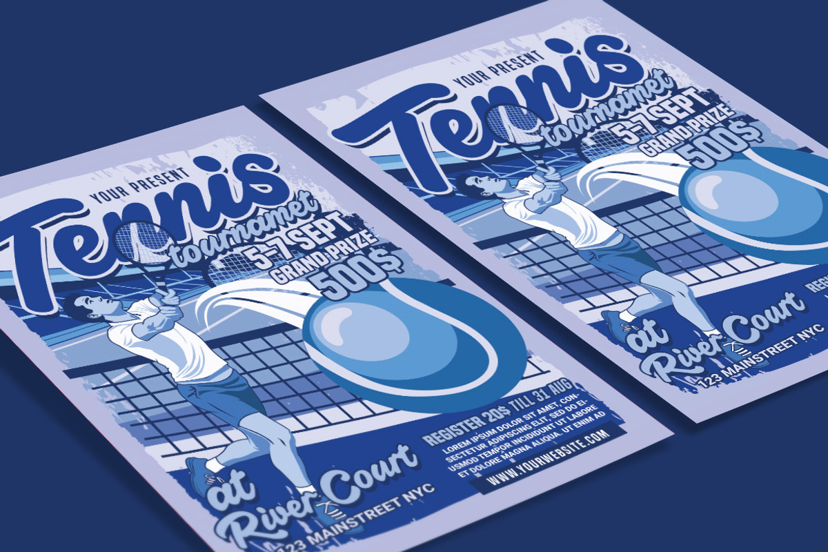 Tennis Tournament Retro Style Flyer, a Flyer Template by Muhamad Iqbal hidayat (Photo 3 of 4)