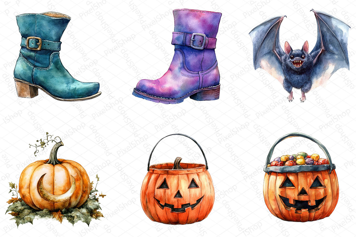 Retro Halloween Clipart Bundle, an Illustration by DreamPrint404 (Photo 6 of 7)