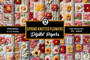 Spring Knitted Flowers Digital Paper, a Pattern Graphic by Creative Store (Thumbnail 1 of 5)