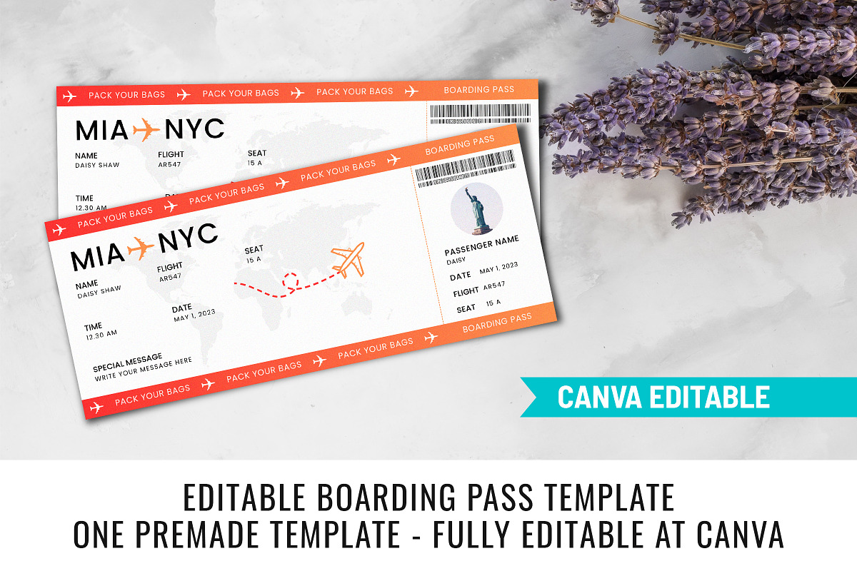 Canva Editable Boarding Pass Temp, a Templates & Theme by Snapybiz (Photo 7 of 10)