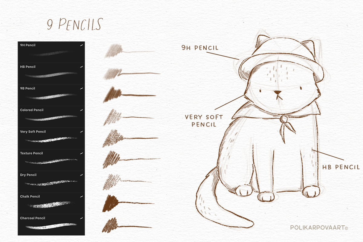 Pencils brushes & canvas Procreate, a Brush Add-On by polikarpovaart (Photo 3 of 16)