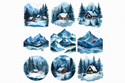 Watercolor Mountain Clipart, an Illustration by Libby Wishes (Thumbnail 2 of 4)