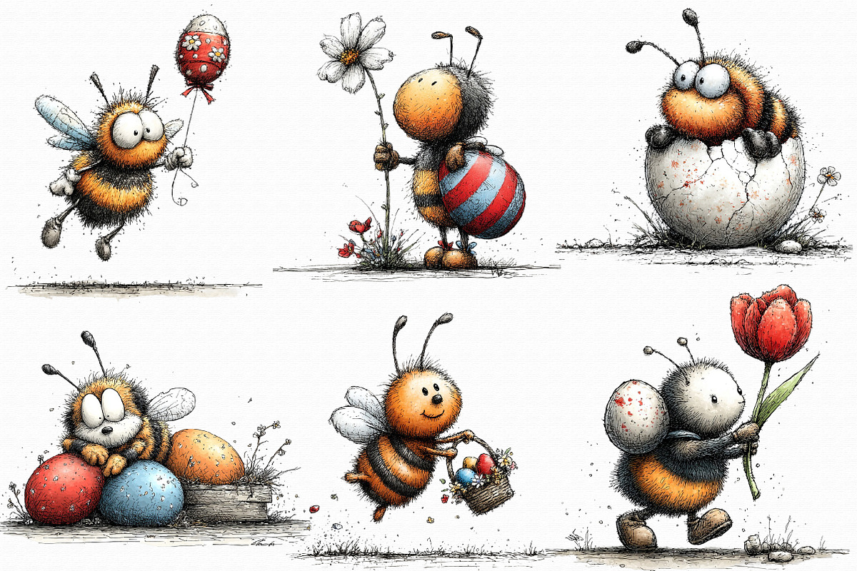 Whimsical Easter Bee Clipart, an Illustration by Libby Wishes (Photo 6 of 6)