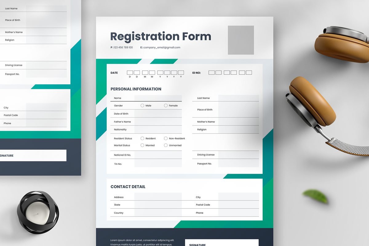 Modern Registration Form, a Flyer Template by SquidPixey (Photo 2 of 6)