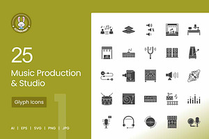 25 Music Production & Studio Icons, an Icon by IconBunny