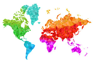 Geometric World Map In Colors