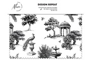Exotic garden toile de jouy pattern, a Texture Graphic by Milatoo (Thumbnail 3 of 4)