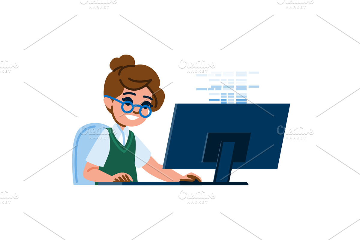Young programmer writing code on, a Technology Illustration by pikepicture