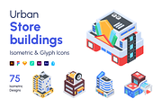 Urban Store Buildings Isometric Icon, a Duotone Icon by Vectors Market (Thumbnail 1 of 10)