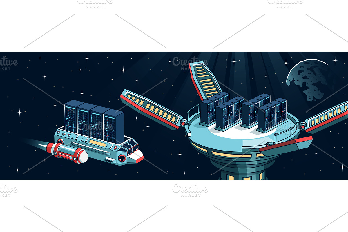 Space transport system delivering, a Technology Illustration by Agor2012 shop