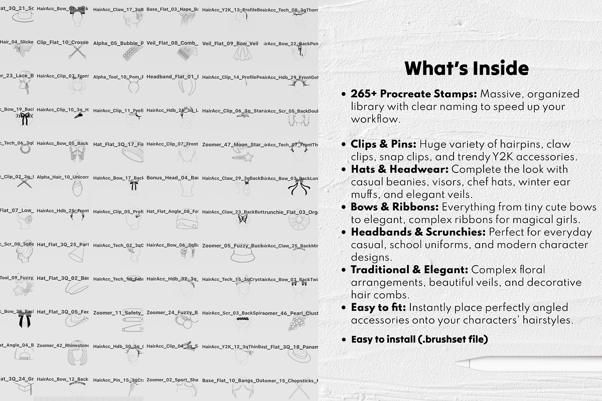 265+ Hair Accessories Stamps, a Brush Add-On by Selentaori Studio (Photo 4 of 12)