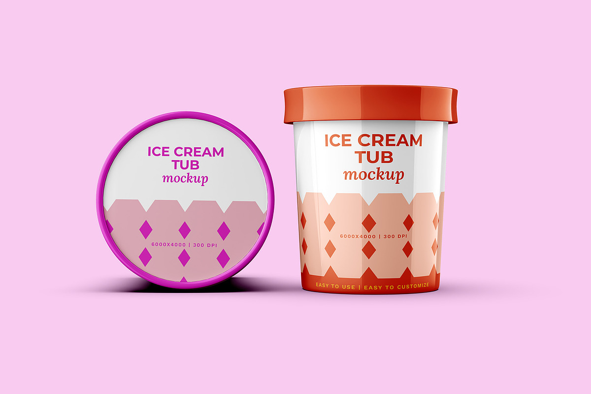 Ice Cream & Food Tub Mockup Set, a Cups & Container Mockup by Illusiongraphic (Photo 5 of 18)