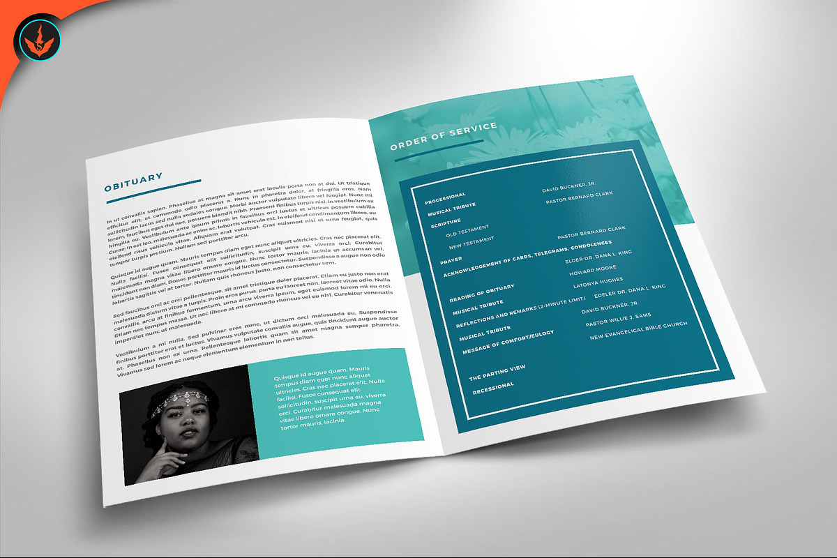 Funeral Program 34 Minimal Turquoise, a Brochure Template by SeraphimChris (Photo 2 of 7)