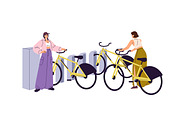 People parking bicycles at station, a Transportation Illustration by PaperTrident (Thumbnail 3 of 4)