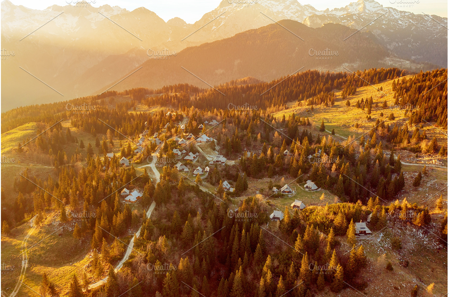 Mountain village in Alps, wooden, a Nature Photo by Nature and travel