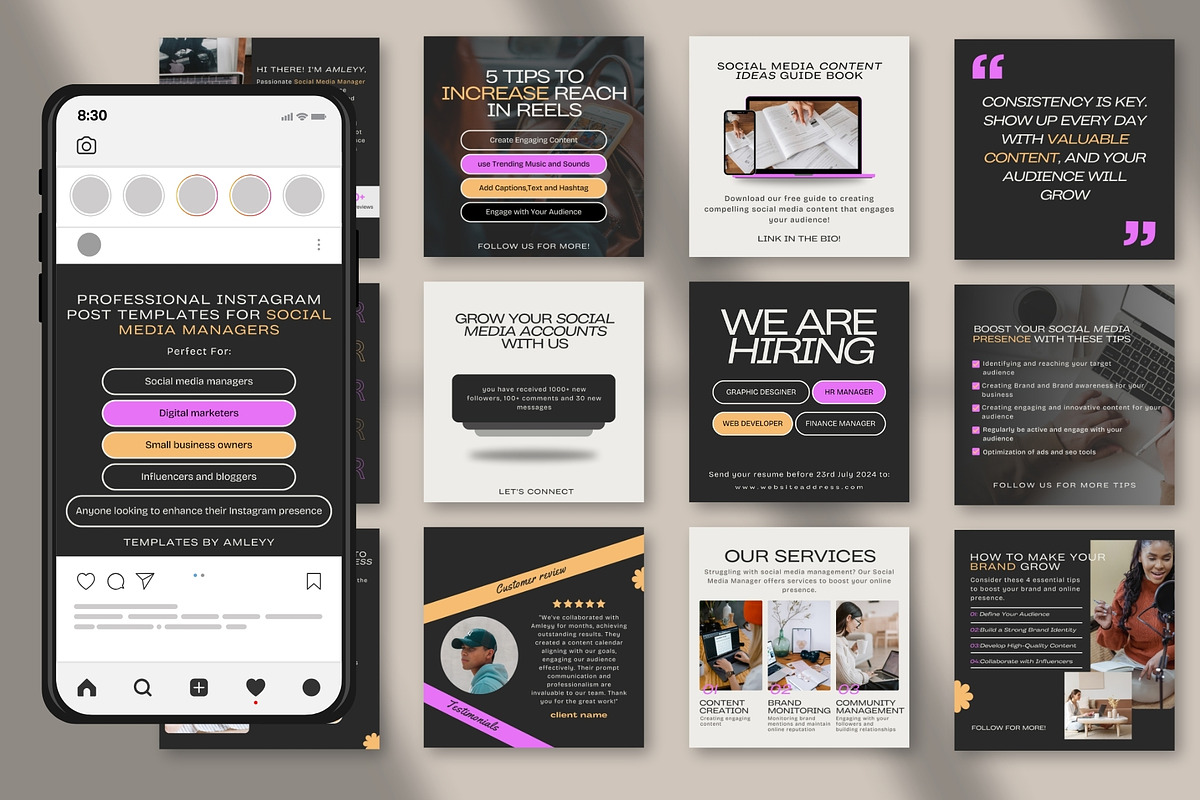 social media manager templates canva, a Templates & Theme by Elegant_Studio44 (Photo 1 of 3)