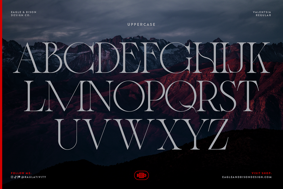 Valentsia - A Serif Display Font, a Serif Font by Eagle & Bison Design Co. (Photo 2 of 6)