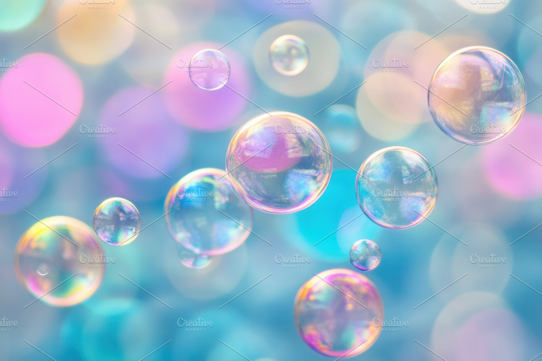 Delicate soap bubbles floating, a Photo by Pavel_design
