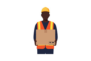 Construction worker in safety vest h, an Illustration by designvectx