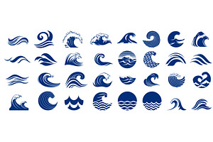 Wave logotypes. Water splashes logo, an Illustration by Stock-Smart-Start