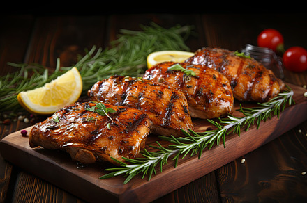 Juicy marinate grilled healthy chick, a Background Photo by Pixeness