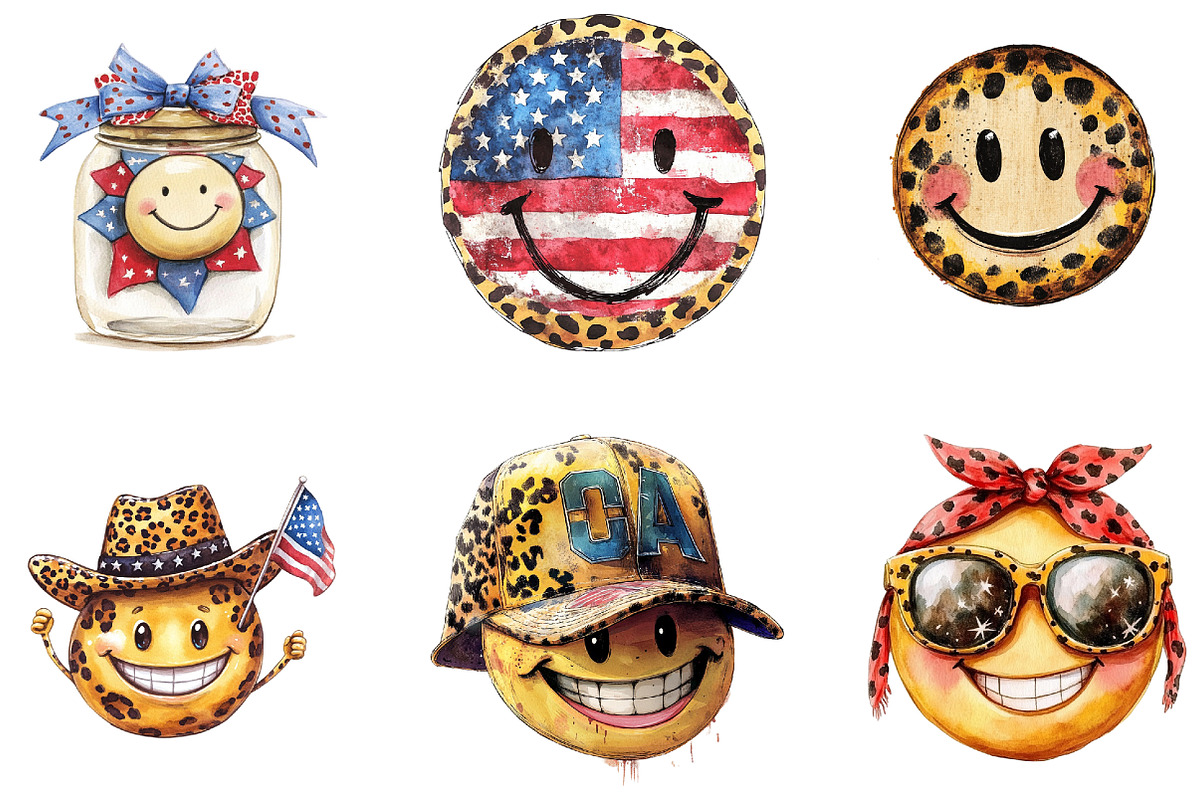 Happy Smiley Face Leopard 4th of, a Seasonal Illustration by DreamArtGraphic (Photo 2 of 4)