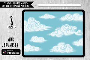 Vintage Clouds Stamp Brushes