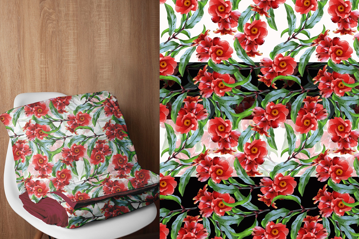 Pomegranate Watercolor Patterns, an Illustration by IrynaPanashii (Photo 9 of 12)