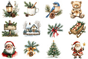 Rustic Christmas Watercolor Clipart, an Illustration by Designworld (Thumbnail 4 of 5)