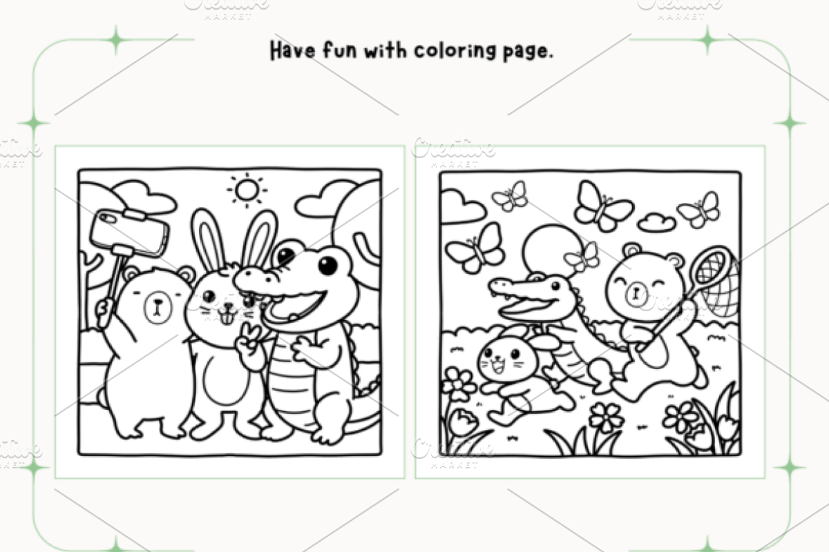 Capybara and Friends Coloring Pages, an Animal Illustration by Design Station (Photo 3 of 4)