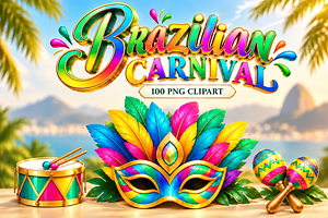 Brazilian Carnival – 100 PNG Clipart, an Object Illustration by MarisoArt
