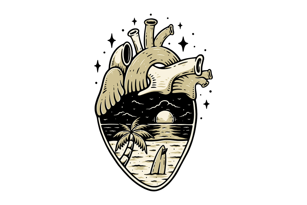 Tropical Heart Beach Illustration, an Object Illustration by Decoconio Design (Photo 3 of 3)