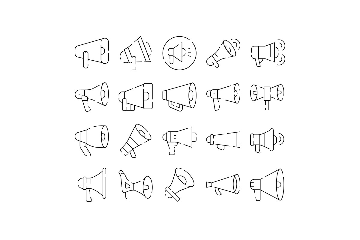 Megaphone and bullhorn icons, an Object Graphic by pikepicture (Photo 1 of 3)