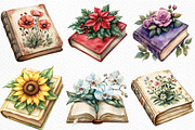 Watercolor Retro Floral Book Clipart, an Illustration by Craft Nest (Thumbnail 4 of 6)
