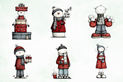 Whimsical Quirky Snowman Clipart, an Illustration by Creative Art (Thumbnail 3 of 13)