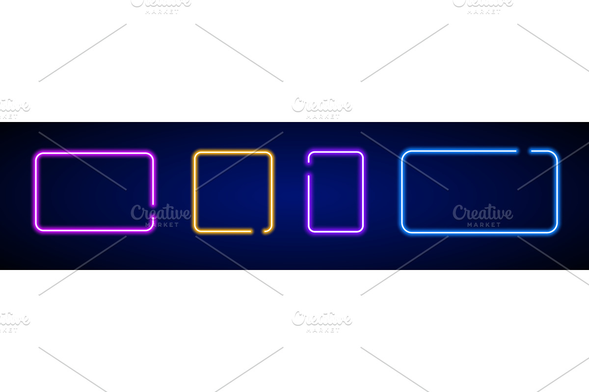 Neon glow frame template. Neon, an Illustration by skripnikbb
