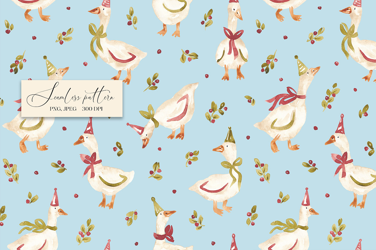 Christmas Goose Pattern, a Pattern Graphic by SirenaArt (Photo 9 of 16)