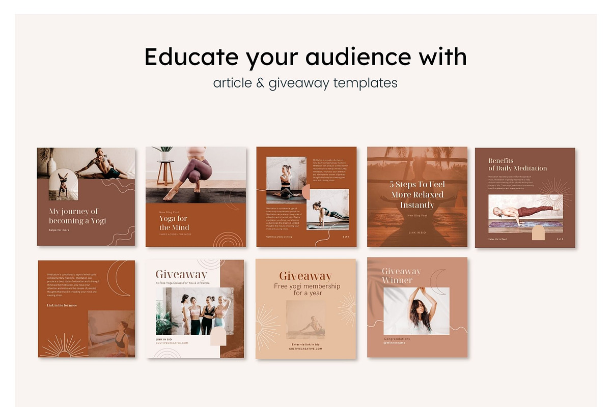 Yoga Instagram Feed Templates, a Social Media Template by Cultive Creative (Photo 9 of 13)
