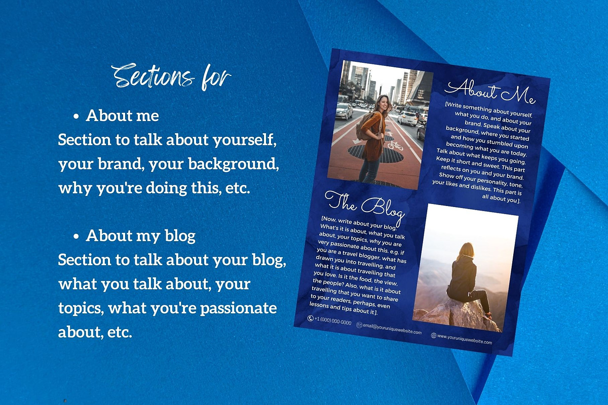 Four Page Media Kit in Navy Blue, a Templates & Theme by ProductiveandFree (Photo 6 of 14)