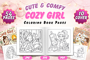 Cute & Comfy Cozy Girl Coloring Book, a Decorative Illustration by Neon Studio (Thumbnail 1 of 3)