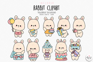 Rabbit Birthday Party Clipart, Birth