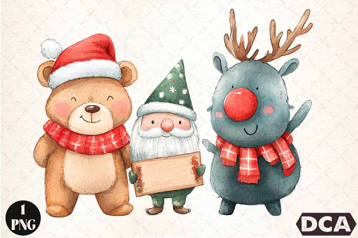Watercolor Happy Characters PNG, an Illustration by DreamCafeArt (Photo 1 of 6)