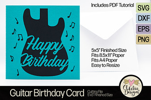 Guitar Happy Birthday Card SVG
