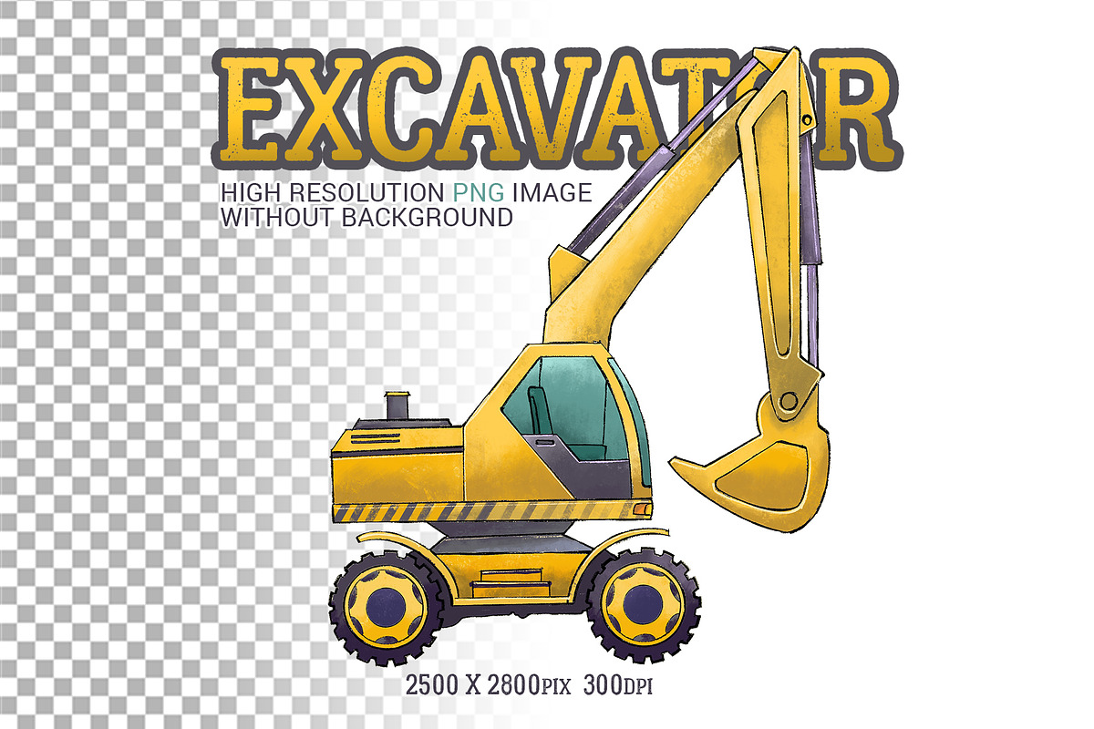 Excavator PNG digital illustration, a Technology Illustration by Infinity Creativity